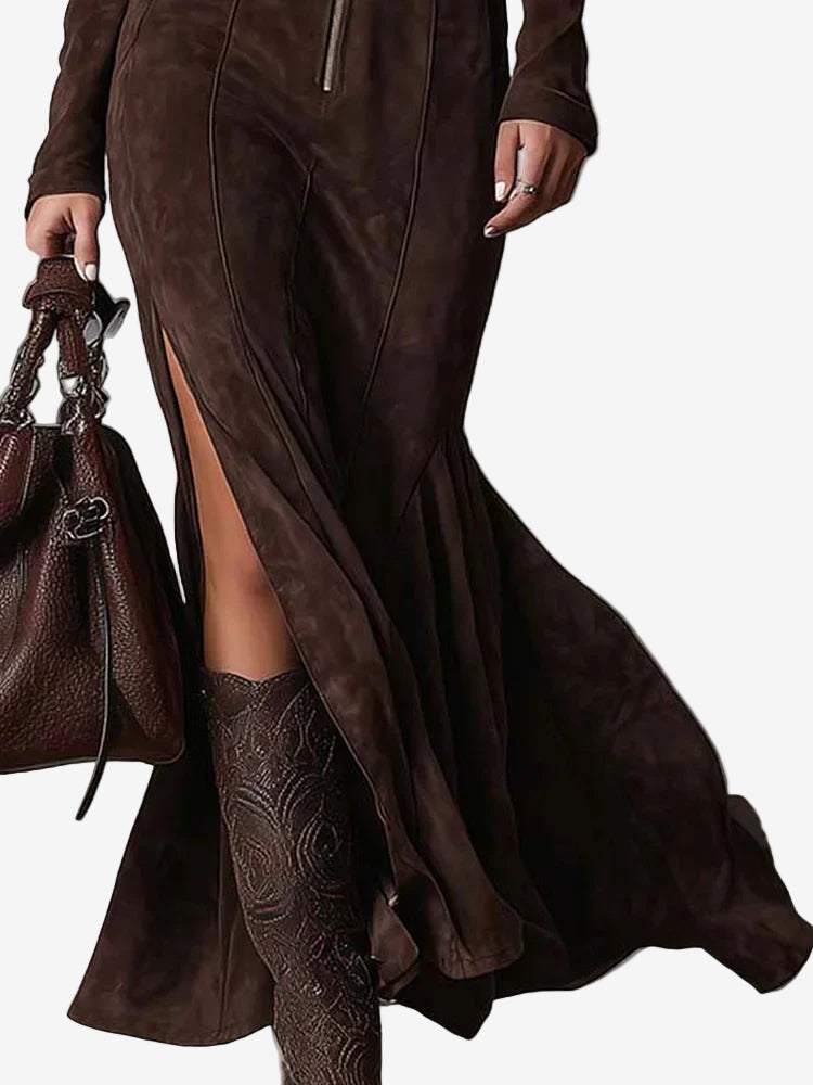 Vestido largo vintage con abertura lateral