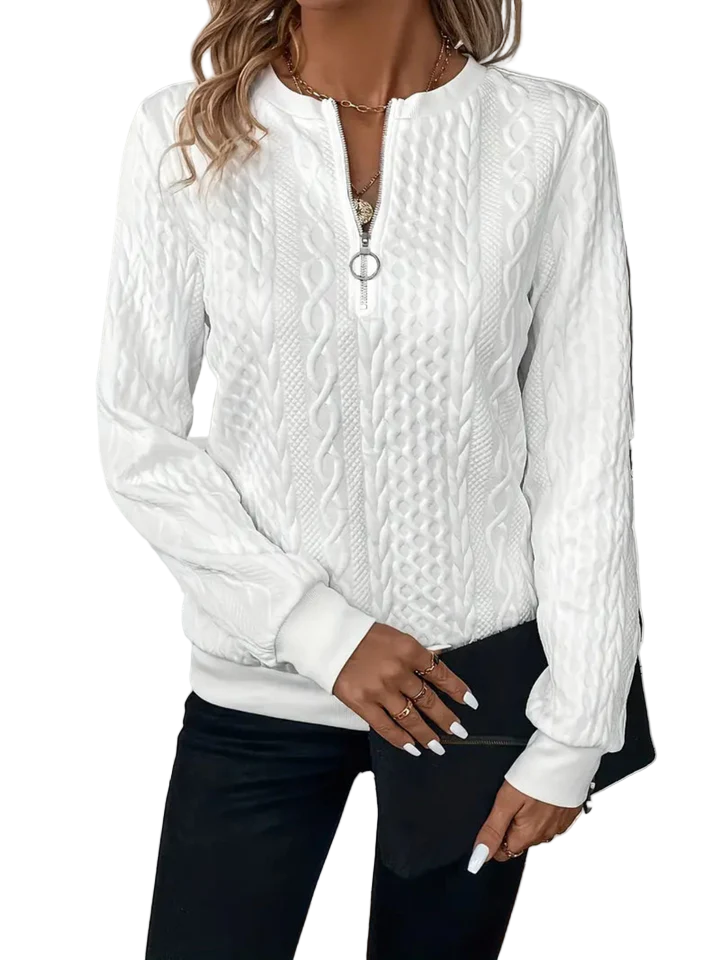 Suéter de punto trenzado con cremallera