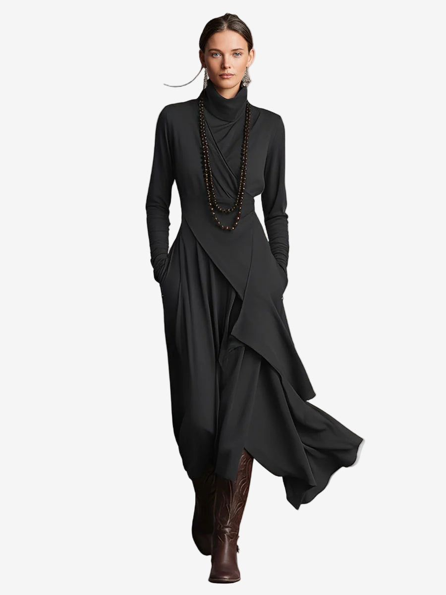 Vestido largo de punto con cuello alto