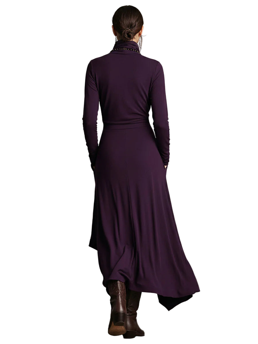 Vestido largo de punto con cuello alto